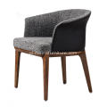 Szara bawełniana lniana i skórzana designerska pojedyncze krzesła